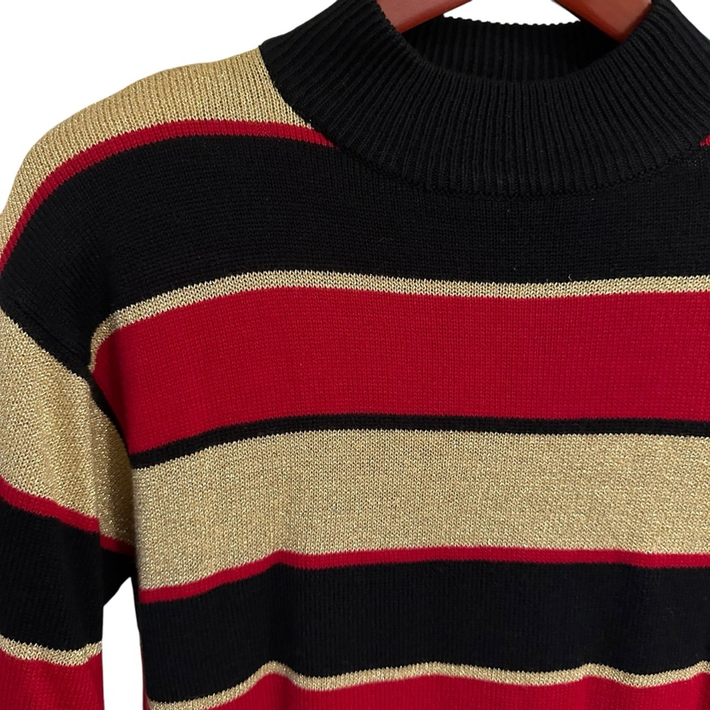 Vintage Lise J. Metallic Stripe Sweater L